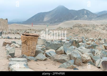 Archäologische Stätte der Karalzivilisation in Peru im Supe-Tal, von der UNESCO zum Kulturerbe der Menschheit erklärt Stockfoto