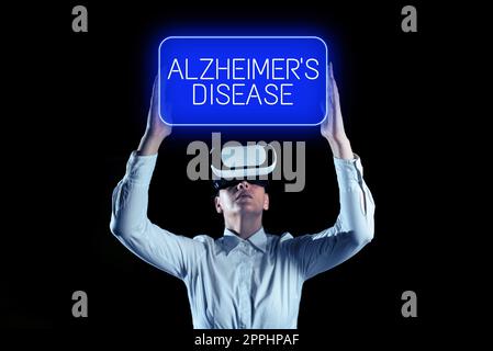 Schriftstellertext Alzheimer-Krankheit. Begriff bedeutet fortgeschrittene psychische Verschlechterung, die im Alter auftritt Stockfoto