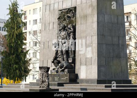 Warschau Polen das Denkmal für den Warschauer Ghetto-Aufstand von 1943, als jüdische Reihenjäger die nationalsozialistische deutsche Armee bekämpften. Stockfoto