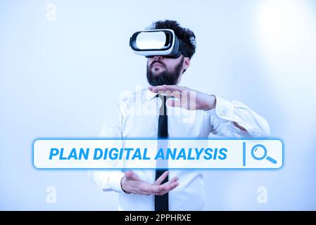 Schild zeigt Plan Digital Analysis an. Konzeptbedeutungsanalyse qualitativer und quantitativer digitaler Daten Stockfoto