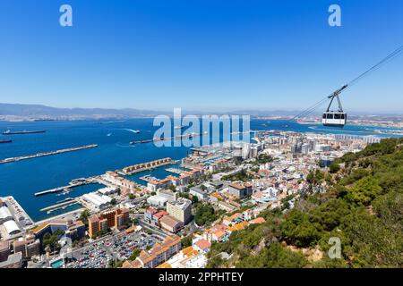 Seilbahn in Gibraltar, Hafen, Mittelmeer, Reiseziel Stadt Stockfoto