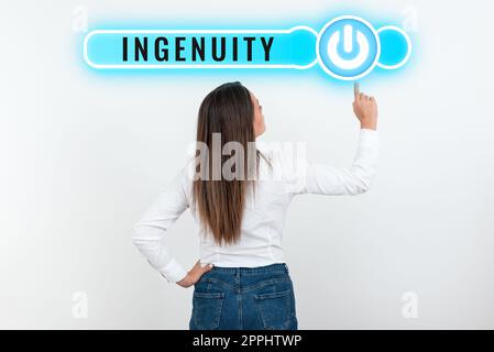 Konzeptionelle Bildunterschrift „Ingenuity“. Geschäftsidee die Qualität, clever, originell und einfallsreich zu sein Stockfoto