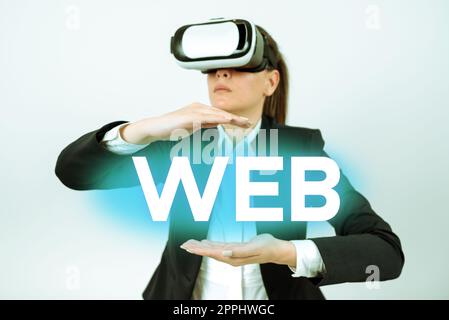 Textunterschrift für Web. Konzept, das ein System von Internetservern bedeutet, die speziell formatierte Dokumente unterstützen Stockfoto