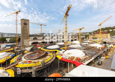 Stuttgart 21 Baustelle für den neuen Bahnhof der Deutschen Bahn DB in Deutschland Stockfoto