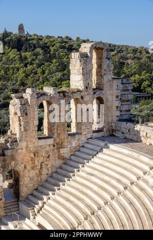 Theater des Dionysos, Überreste des antiken griechischen Theaters am südlichen Hang der Akropolis, Athen, Griechenland Stockfoto