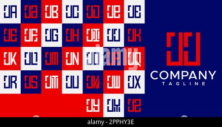 Schlichtes, quadratisches J-Logo-Design. Abstrakter Box-JJ J J-Buchstabe-Logo-Vektor. Stock Vektor