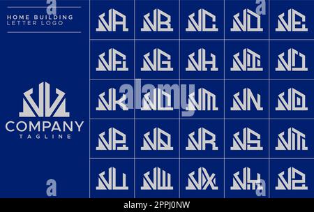 Minimalistisches Design-Set mit V-Logo für Zuhause. VV V-Logo-Vektor des Hauses Stock Vektor