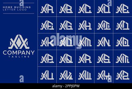 Minimalistisches Home Letter X Logo Design-Vorlagenset. Logo-Vektor mit dem Buchstaben XX X von House Stock Vektor
