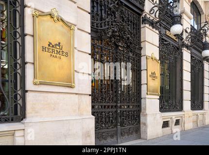 Hermes Markenlogo-Shop in Madrid, Spanien Stockfoto