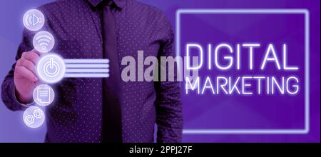 Text wird angezeigt Digital MarketingSearch Engine Optimazation Pay per Click Ad Internet. Geschäftsansatz Suchmaschinenoptionen Pay-per-Click-Werbung Internet Stockfoto