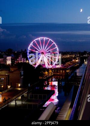 Belgien, Antwerpen - Riesenrad / The View Cross Wheel am Schelde Stockfoto