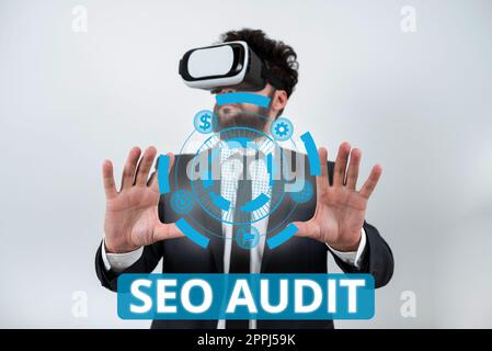 Handschriftlicher Text Seo Audit. Internet Concept Search Engine Optimization Validieren und Überprüfen des Prozesses Stockfoto