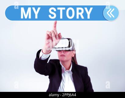 Textzeichen mit „My Story“. Geschäftlicher Ansatz, jemandem oder Lesern zu erzählen, wie Sie Ihr Leben gelebt haben Stockfoto