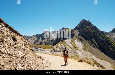 Wandern auf dem Pic du Midi de Bigorre in den französischen Pyrenäen Stockfoto