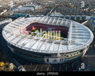 Emirates Stadium - Heimstadion des Fußballclubs Arsenal London - Luftaufnahme Stockfoto