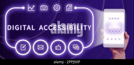 Konzeptionelle Beschriftung Digitale Zugänglichkeit. Wort für elektronische Technologie, die Daten speichert und verarbeitet Stockfoto