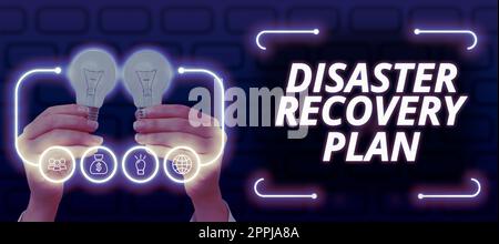 Textüberschrift mit dem Disaster Recovery Plan. Ein Wort für Notfallmaßnahmen gegen gefährliche Situationen Stockfoto