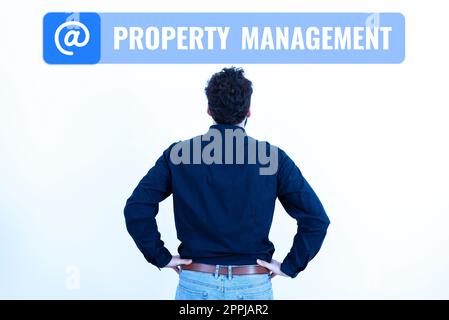 Handgeschriebenes Schild Property Management. Internetkonzept zur Überwachung von Immobilien hat den Wert der Anlage erhalten Stockfoto