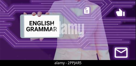 Konzeptionelle Beschriftung englische Grammatik. Kurse zu Geschäftsideen decken alle Ebenen des englischen Sprech- und Schreibens ab Stockfoto