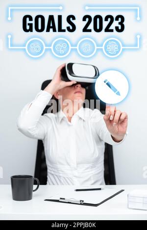 Konzeptionelle Überschrift Ziele 2023. Ein Wort, um etwas zu identifizieren, das Sie erreichen möchten Stockfoto
