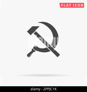 Hammer und Sichel. Einfaches flaches schwarzes Symbol mit Schatten auf weißem Hintergrund. Piktogramm zur Vektordarstellung Stock Vektor