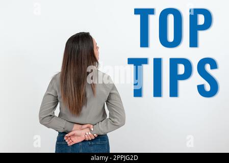 Konzeptionelle Beschriftung Top-Tipps. Unternehmensübersicht ein kleiner, aber besonders nützlicher praktischer Ratschlag Stockfoto