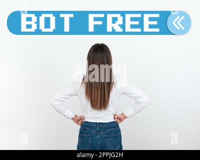 Textzeichen mit bot Free. Ein Wort, das auf einem Computerprogramm geschrieben wurde, das automatisch Internet-Roboter verwendet Stockfoto