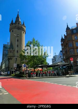 Ehemaliger Wachturm Bockenheimer Warte in Frankfurt am Main Stockfoto