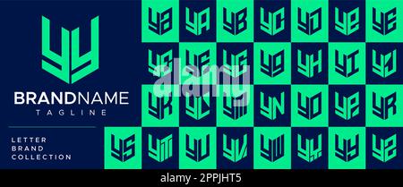 Modernes Design-Set mit Abschirmung und Y YY-Logo. Ursprüngliches Y-Logo für einfache Sicherheit. Stock Vektor