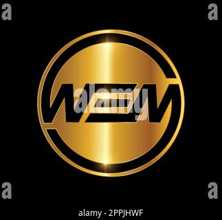 Wem-Monogramm anfängliches goldenes Logo-Vektorsymbol Stock Vektor