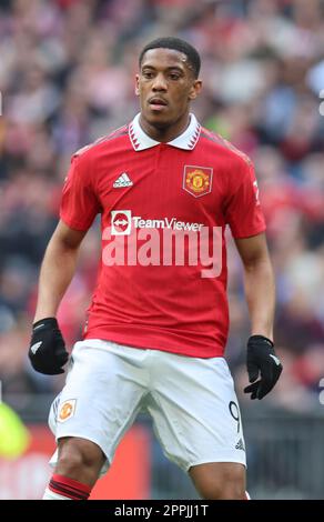 Manchester United's Anthony Martial während des FA Cup – Halbfinale Fußballspiele zwischen Brighton und Hove Albion gegen Manchester United in Wemble Stockfoto