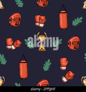 Nahtloses Boxmuster. Muster der Boxhandschuhe. Rote helle Boxhandschuhe, Muster für Ihr Projekt. Stock Vektor