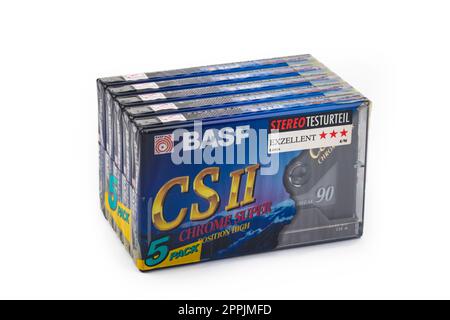 Versiegelte BASF Chrom-Audiobänder Stockfoto