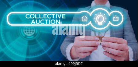 Konzeptdarstellung - Kollektive Auktion. Konzeptionelle Fotosammlung und Messung von Informationen über interessante Variablen Stockfoto