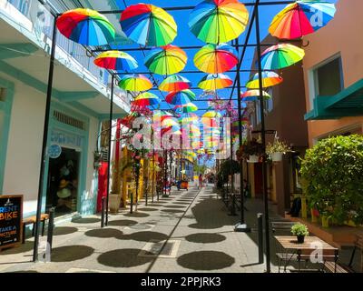 Straßenschirme in Puerto Plata Stockfoto