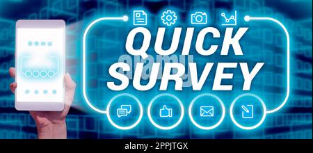 Textschild mit Quick Survey. Word for Conduct schnelle Überprüfung der Zustandswertsituation von etwas Stockfoto