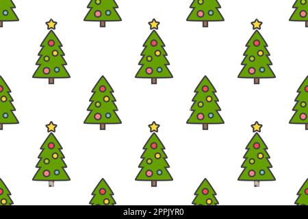 Nahtloses Muster für Weihnachtsbäume. Hintergrund für Weihnachtsfilme. Vektordarstellung. Stock Vektor