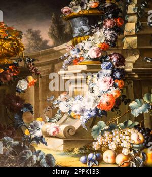 Alte barocke Blumengemälde - alte Einrichtung im Vintage-Stil. Stockfoto