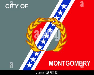 Flagge der amerikanischen Stadt Montgomery. Flagge der US-Stadt Alabama Montgomery Stockfoto