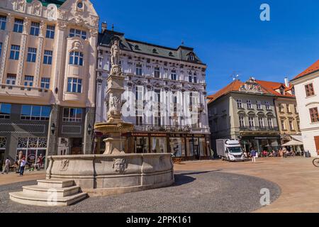 Maximilian-Brunnen. Bratislava Stockfoto