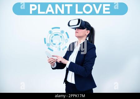 Konzeptionelle Ausstellung Plant Love. Internetkonzept ein Symbol für emotionale Liebe, Fürsorge und Unterstützung, das anderen gezeigt wurde Stockfoto