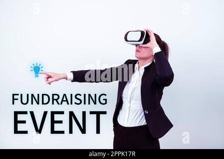 Schild mit Fundraising-Veranstaltung. Eine Business-Showcase-Kampagne, deren Zweck es ist, Geld für eine Sache zu sammeln Stockfoto