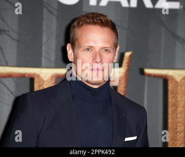 Sam Heughan nimmt an der Premiere der „Outlander“-Saison 6 in der Royal Festival Hall in London, England, Teil. Stockfoto