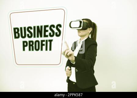 Inspiration mit Signage Business Profit. Wort für den Umsatzbetrag aus einer Geschäftsaktivität Stockfoto