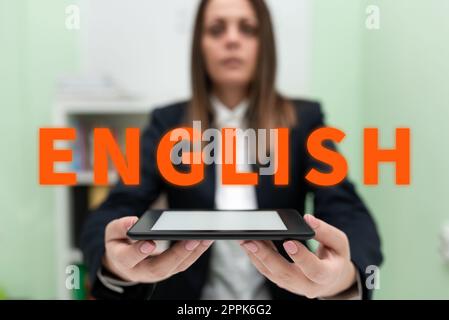 Schreiben mit Text Englisch. Internet-Konzept möglich Kommunikation zwischen Ländern die einzige gemeinsame Sprache Stockfoto