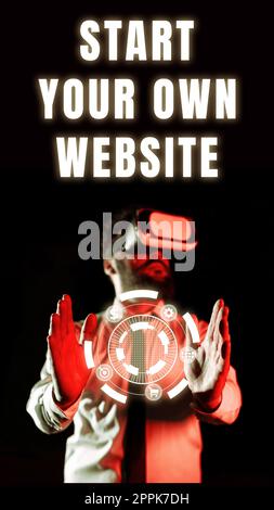 Handschriftlicher Text Erstellen Sie Ihre eigene Website. Konzeptfotos dienen als Erweiterung einer Visitenkarte einer persönlichen Website Stockfoto