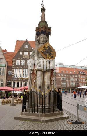 BREMEN, DEUTSCHLAND - JULI 7 2022: Bremen Roland Statue, Bremen, Deutschland Stockfoto