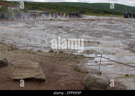 Geothermisches Gebiet Strokkur. Geysir Geysir View, Island Stockfoto