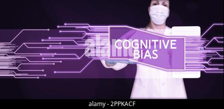 Schrift zeigt Text kognitive Vorurteile an. Wort für psychologische Behandlung psychischer Störungen Stockfoto