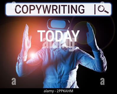 Inspiration mit Schildern zum Schreiben. Geschäftsübersicht Schreiben des Textes von Werbung oder Werbematerial Stockfoto